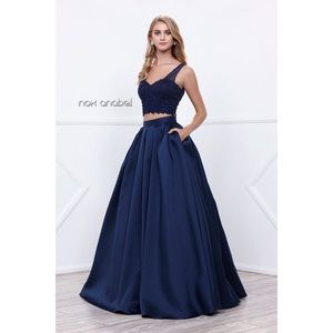Navy Two Piece Prom Dress